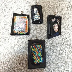 Set of 5 Fused Glass Pendants